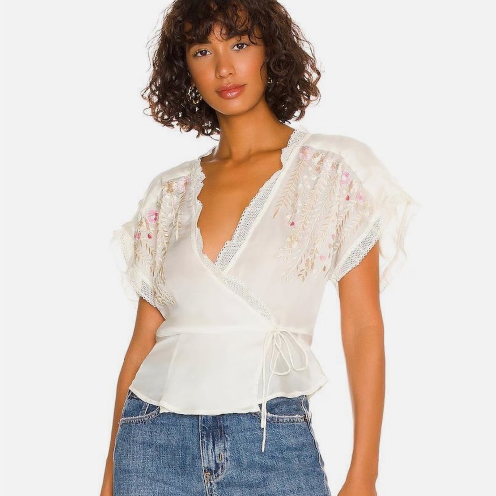 Free People Renee Wrap Top in Ivory